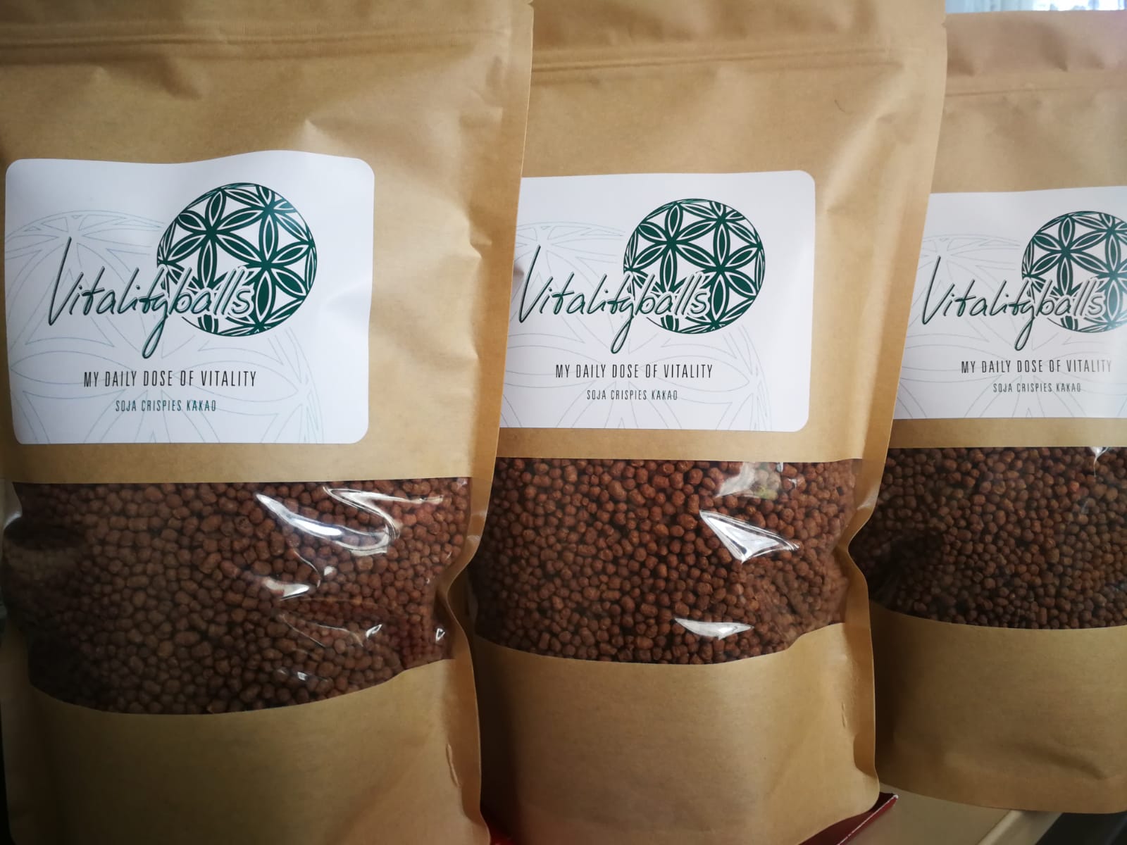 Vitalityballs - 58% Protein Soja Crispies Kakao 1000 g - Eiweiß